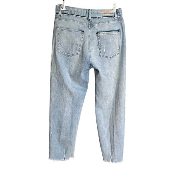 M1858 Frida Jeans Contrast Panel High Rise Straight Leg Denim Size 8 Distressed - Picture 4 of 8